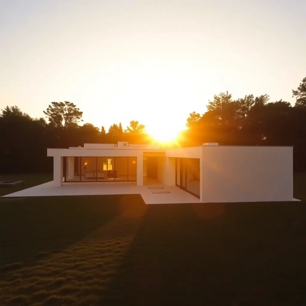 dom w kształcie litery l z płaskim dachem