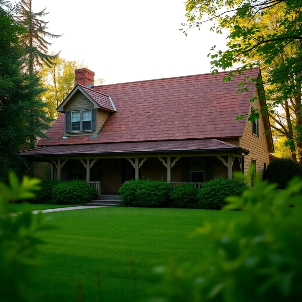 Dom z brązowym dachem