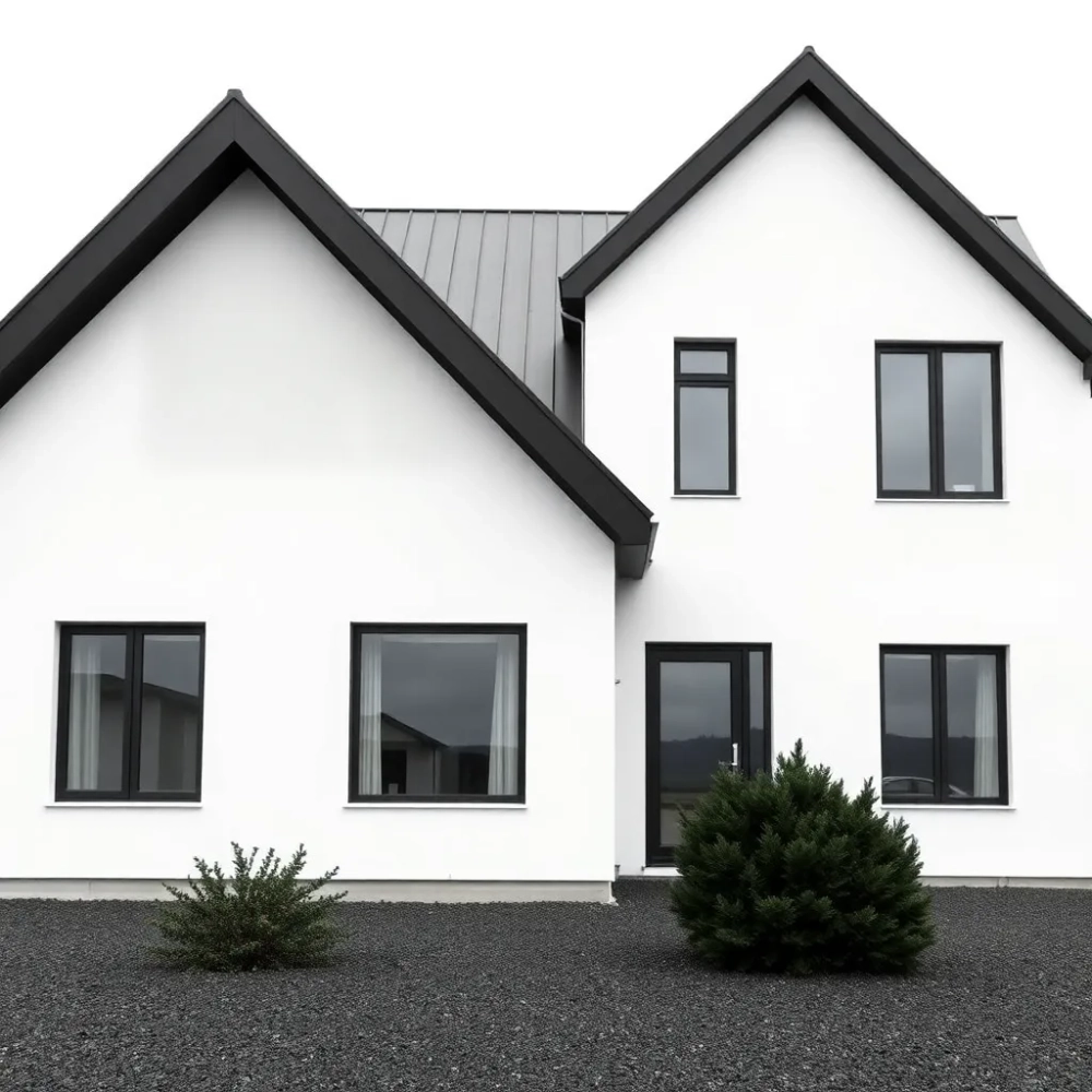 Dom z czarnym dachem