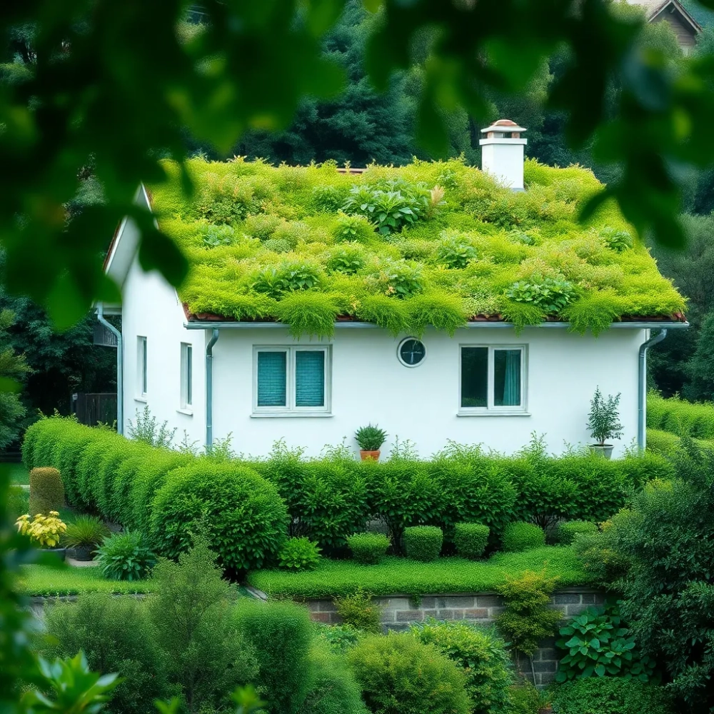 Dom z zielonym dachem