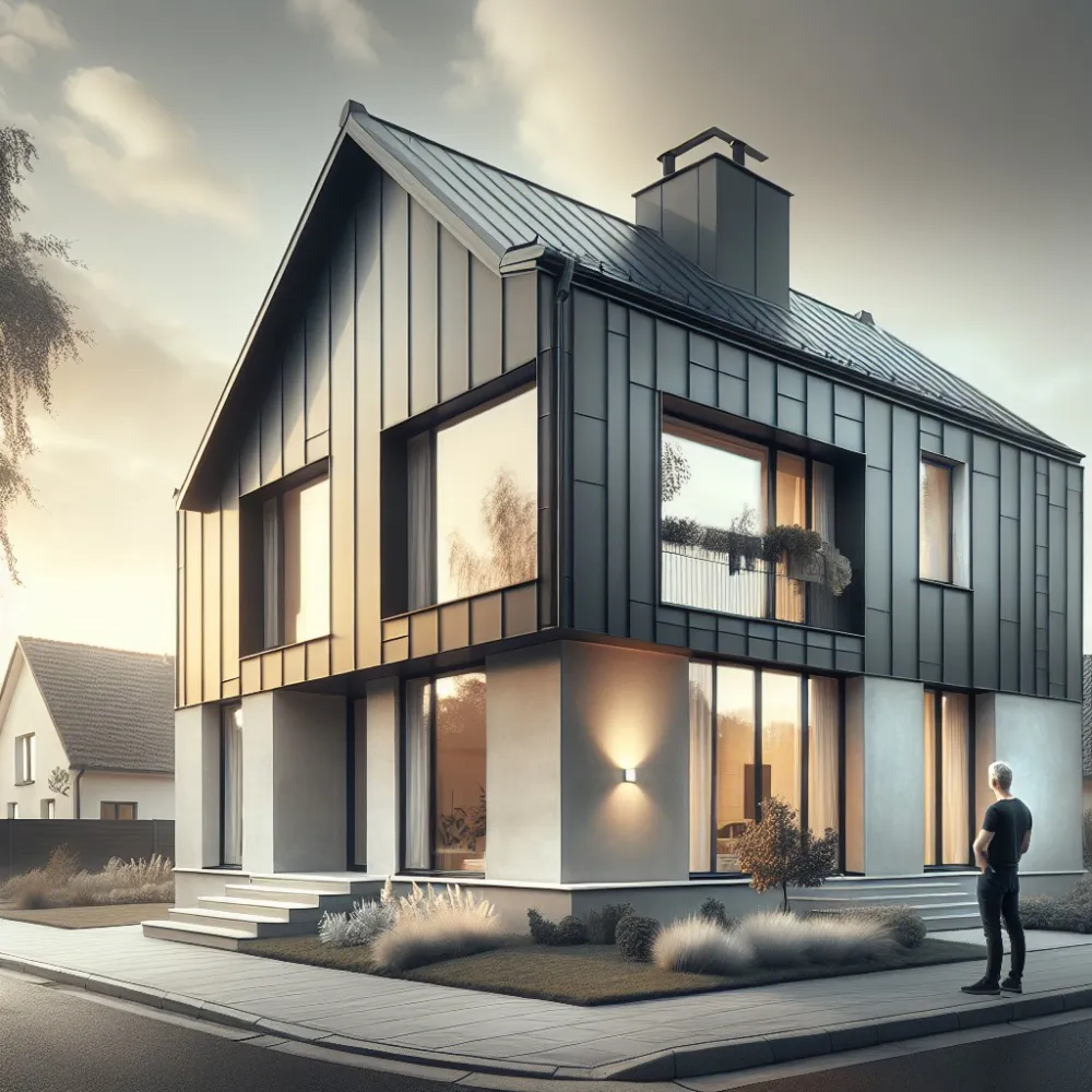 Jaka elewacja do grafitowego dachu i białych okien