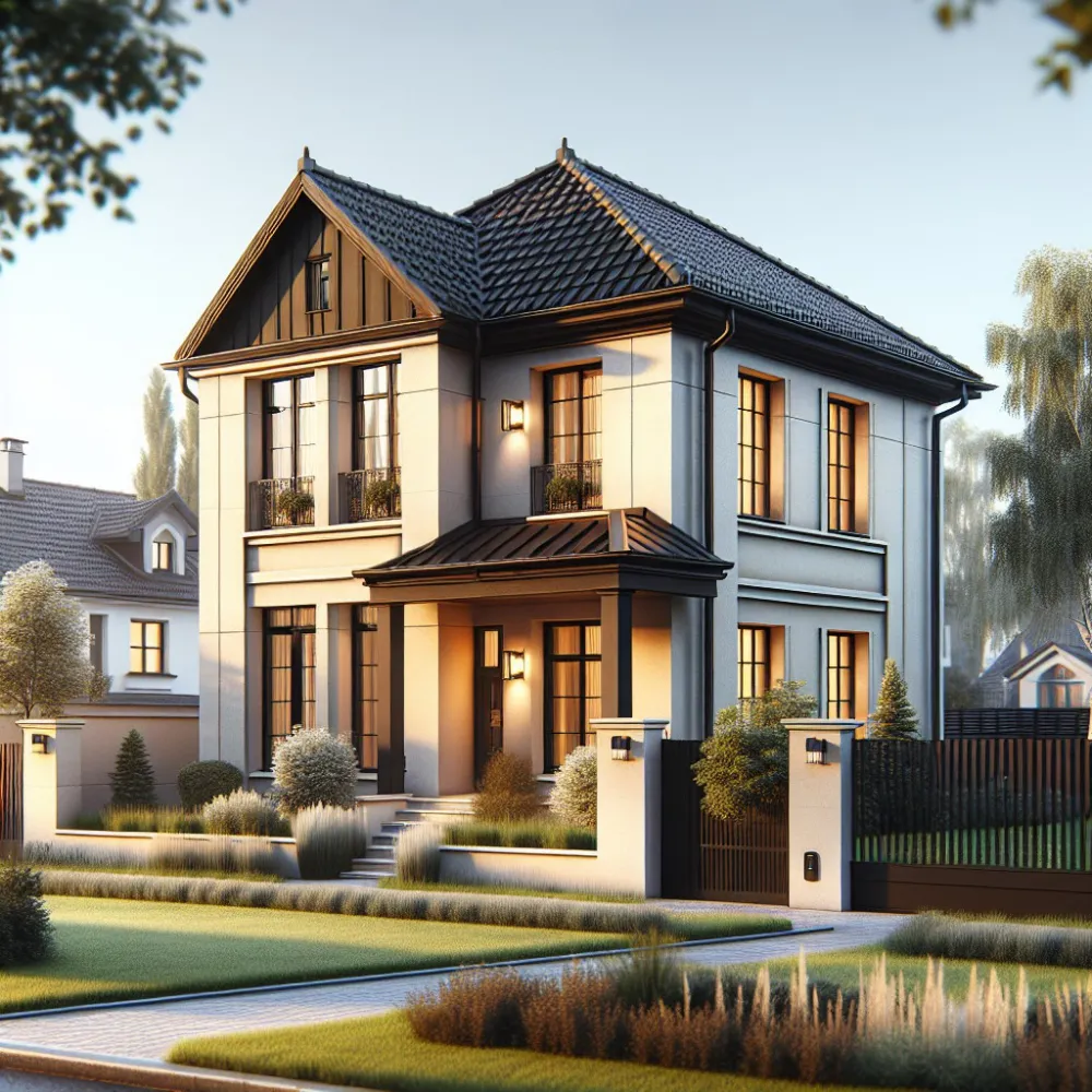 Jaki kolor elewacji do czarnego dachu i brązowych okien