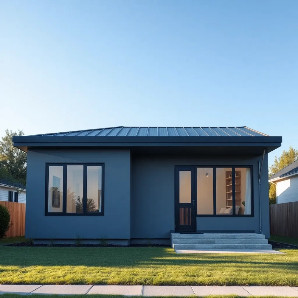 Mały dom z płaskim dachem