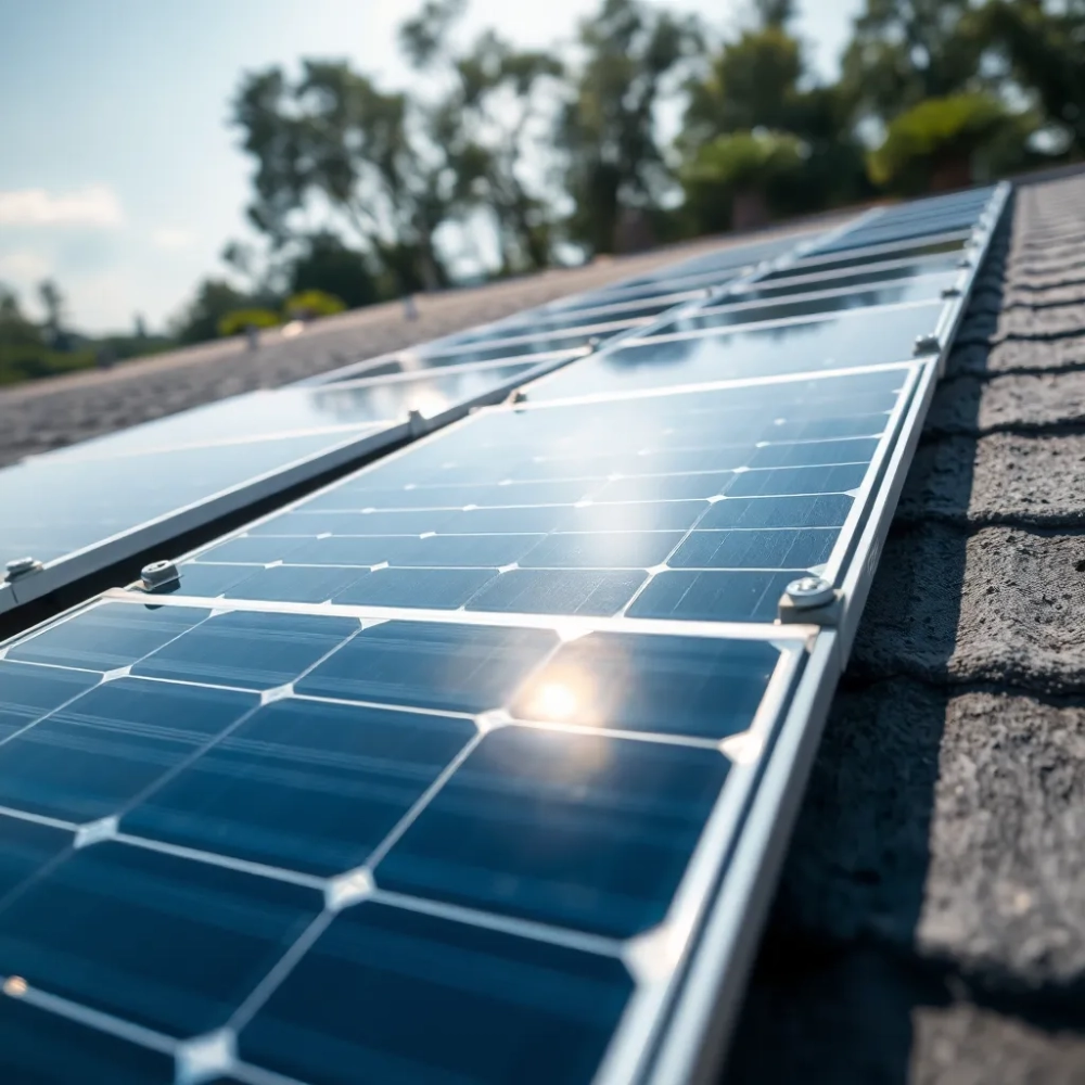 Montaż paneli fotowoltaicznych na dachu płaskim z papy