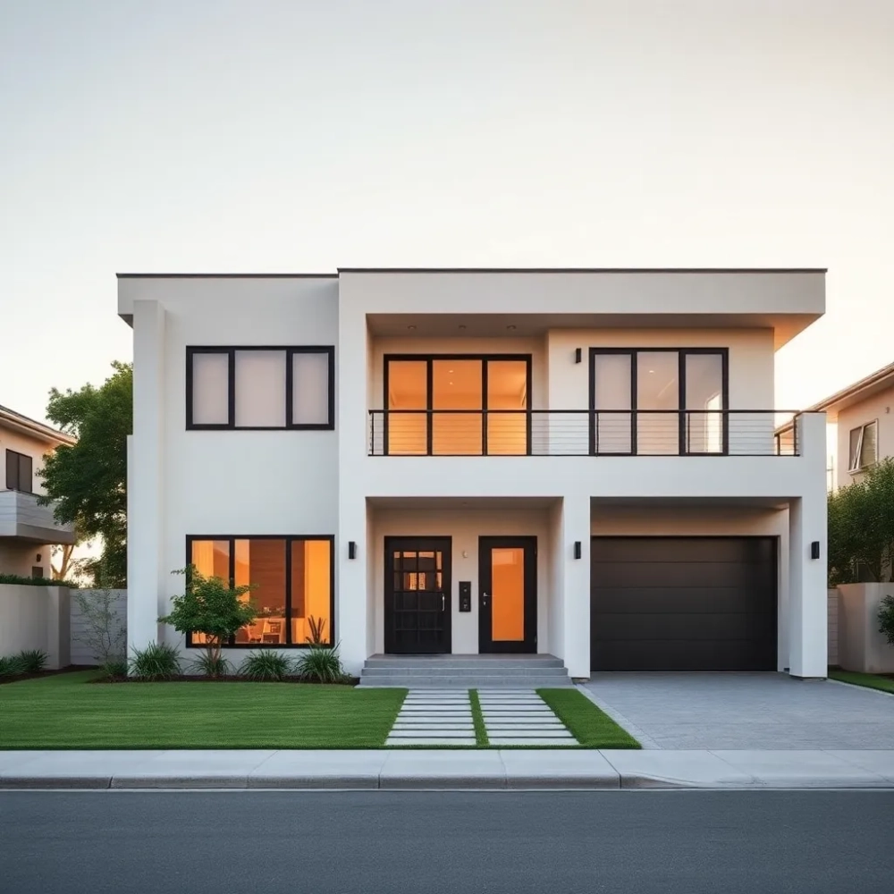 Nowoczesny dom piętrowy z płaskim dachem