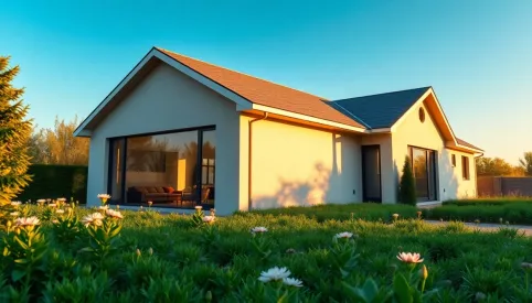 Dom parterowy z dachem dwuspadowym nowoczesny