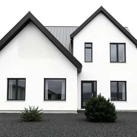 Dom z czarnym dachem