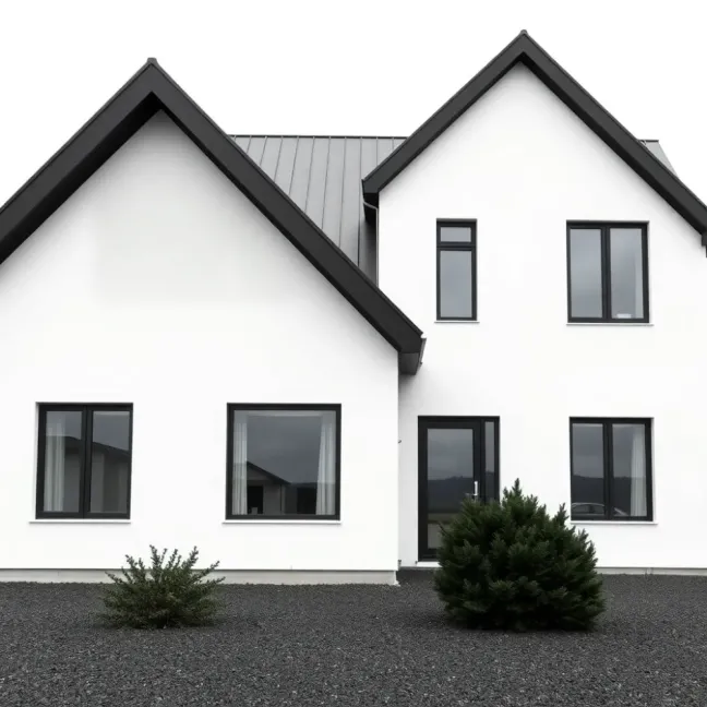Dom z czarnym dachem