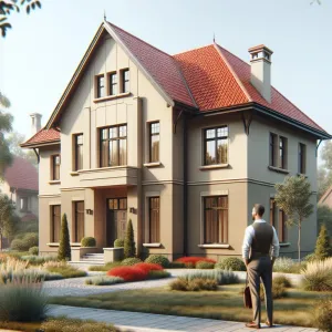 Jaki kolor elewacji do czerwonego dachu i brązowych okien