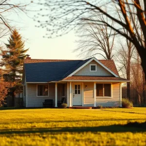 Mały dom parterowy z dachem dwuspadowym