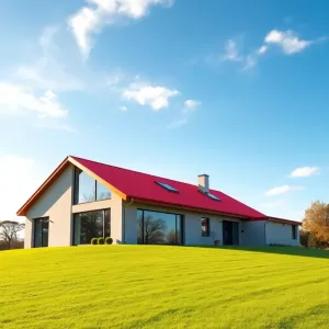 Nowoczesny dom z czerwonym dachem