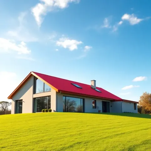 Nowoczesny dom z czerwonym dachem