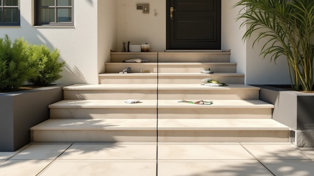 Układanie płytek na schodach zewnętrznych