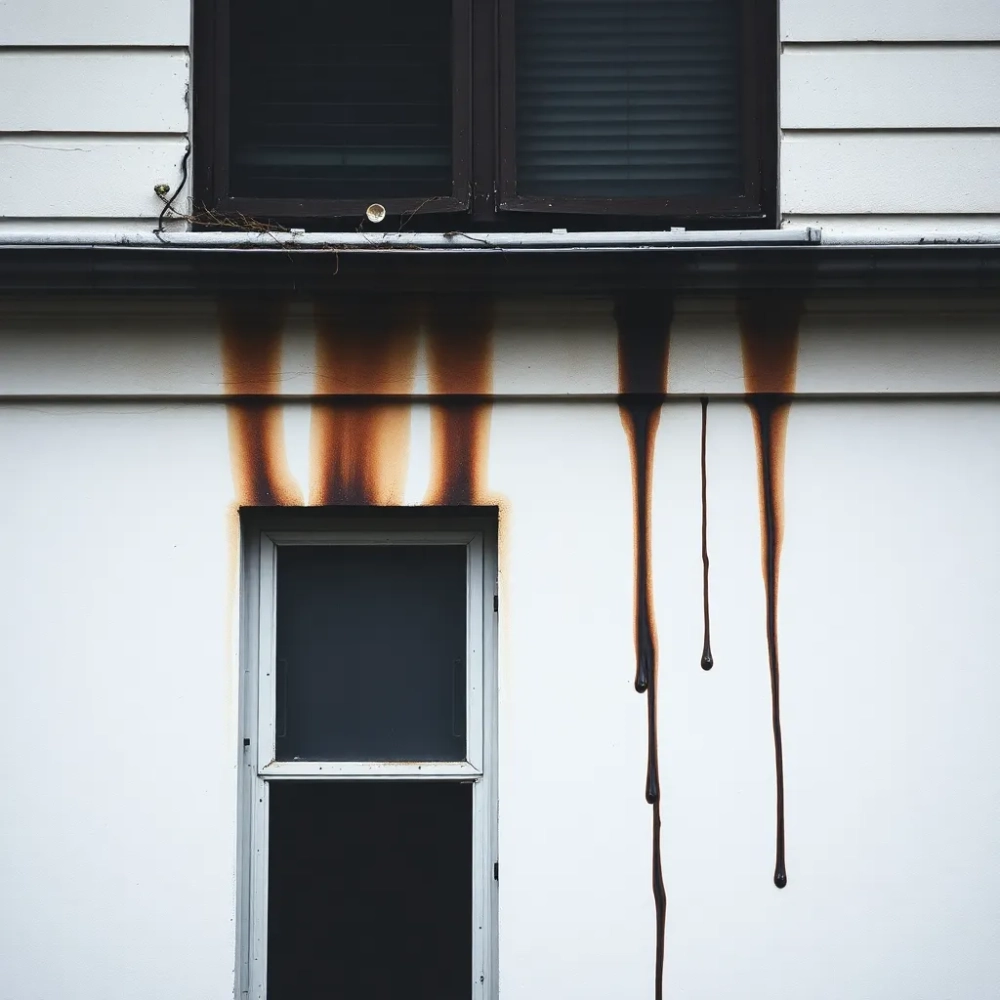 Zacieki na elewacji pod dachem