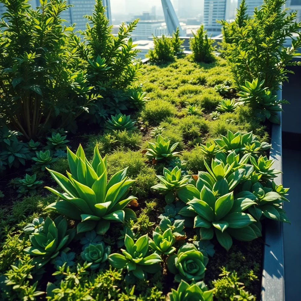 Zielony dach na tarasie